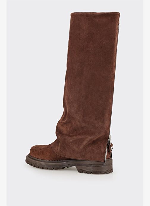 Kahve Deri Kadın Günlük Çizme - Görsel 4