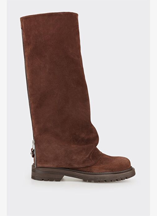 Kahve Deri Kadın Günlük Çizme - Görsel 2