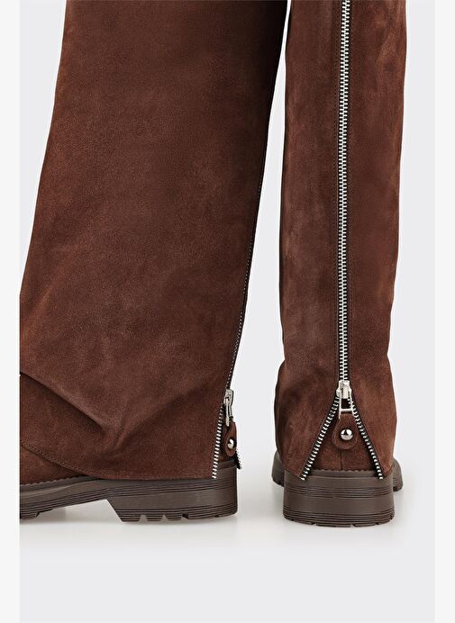 Kahve Deri Kadın Günlük Çizme - Görsel 5