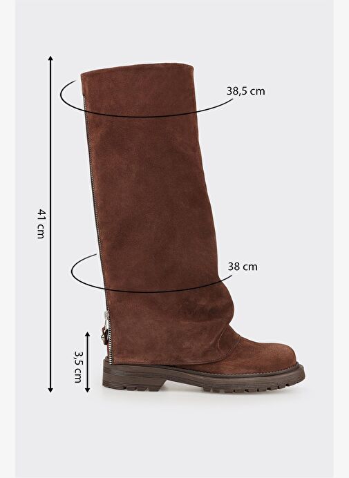 Kahve Deri Kadın Günlük Çizme - Görsel 6