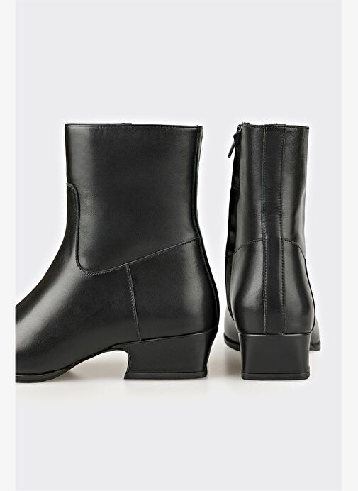 Siyah Deri Kadın Klasik Bot - Görsel 5