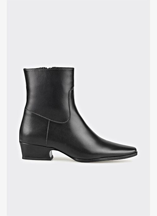 Siyah Deri Kadın Klasik Bot - Görsel 2