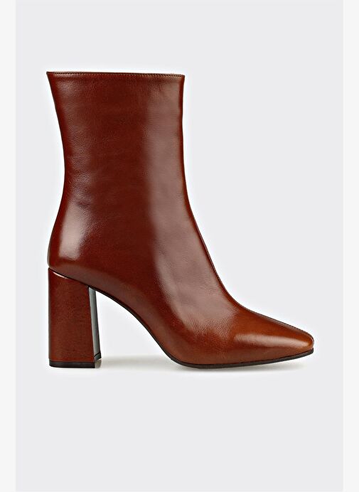 Kahve Deri Kadın Klasik Bot - Görsel 2