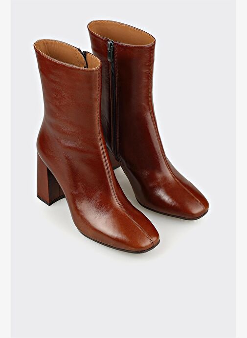 Kahve Deri Kadın Klasik Bot - Görsel 3