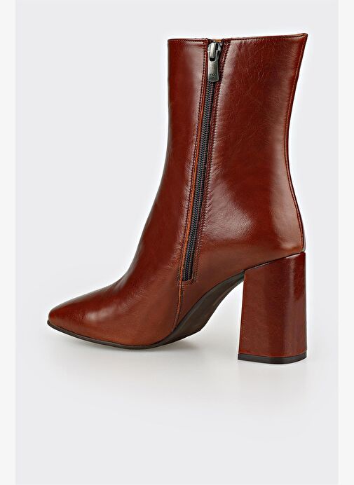 Kahve Deri Kadın Klasik Bot - Görsel 4