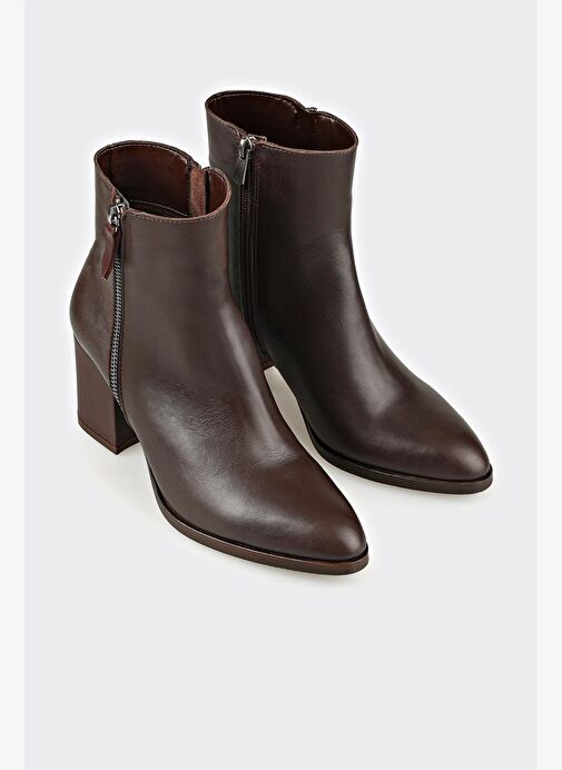 Kahve Deri Kadın Klasik Bot - Görsel 3