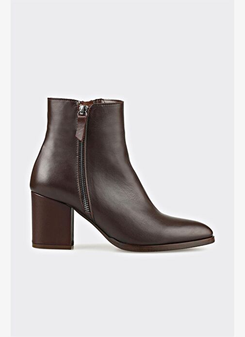 Kahve Deri Kadın Klasik Bot - Görsel 2