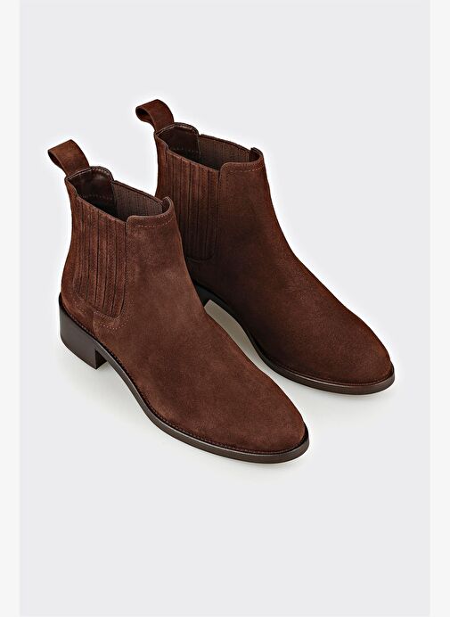 Kahve Deri Kadın Klasik Bot - Görsel 3