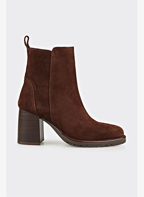 Kahve Deri Kadın Orta Topuk Bot - Görsel 2