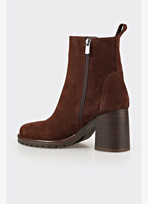 Kahve Deri Kadın Orta Topuk Bot - Görsel 4