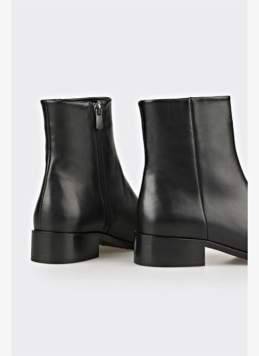 Siyah Deri Kadın Klasik Bot - Görsel 5