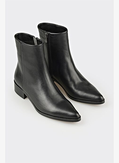 Siyah Deri Kadın Klasik Bot - Görsel 3