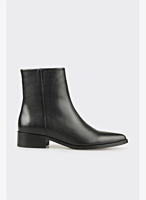 Siyah Deri Kadın Klasik Bot - Görsel 2