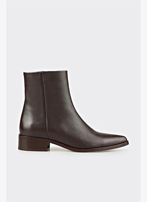 Kahve Deri Kadın Klasik Bot - Görsel 2