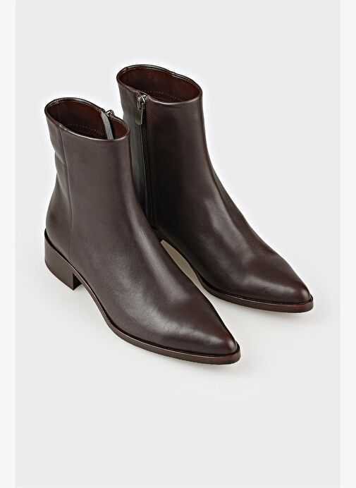 Kahve Deri Kadın Klasik Bot - Görsel 3