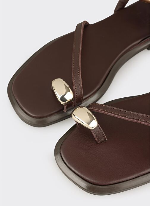 Kahve Deri Kadın Sandalet - Görsel 6