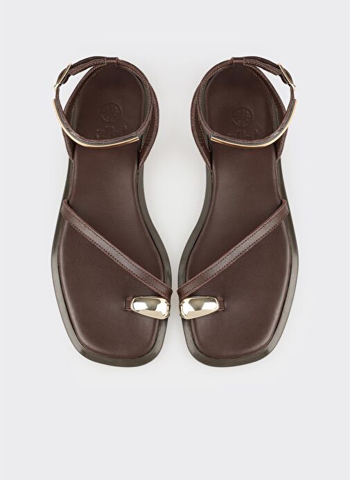 Kahve Deri Kadın Sandalet - Görsel 5