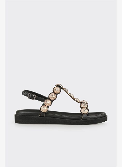 Siyah Deri Kadın Sandalet - Görsel 2