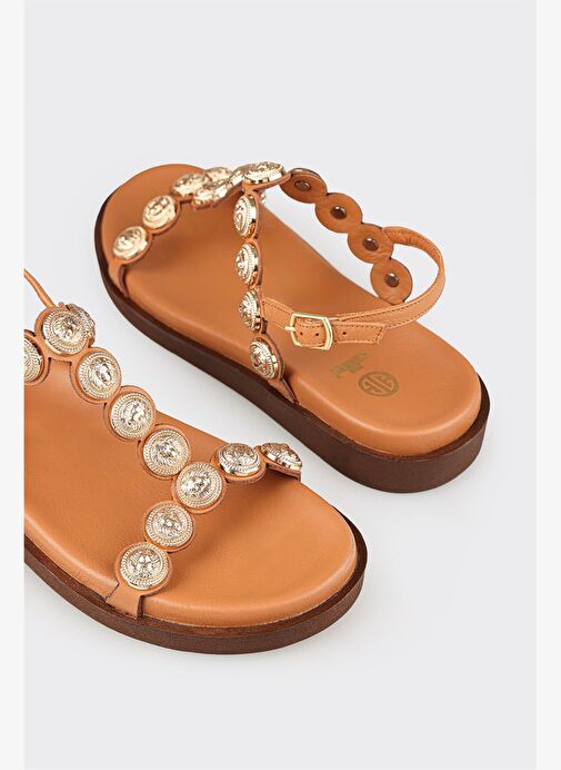 Taba Deri Kadın Sandalet - Görsel 6