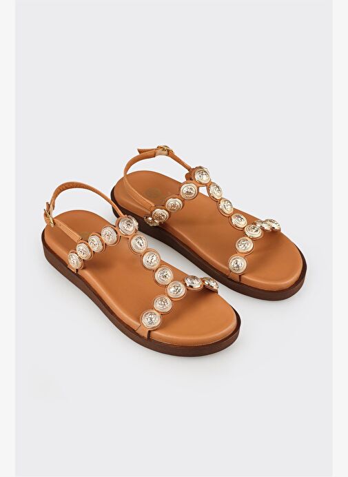 Taba Deri Kadın Sandalet - Görsel 3