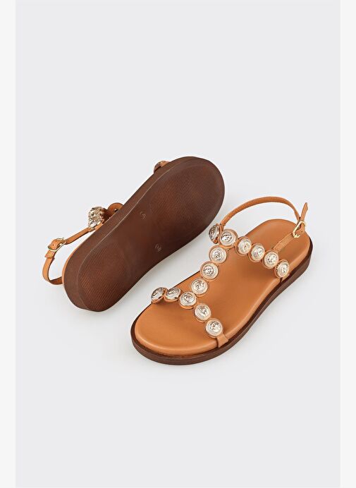 Taba Deri Kadın Sandalet - Görsel 4