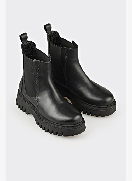 Siyah Deri Kadın Günlük Bot - Görsel 3