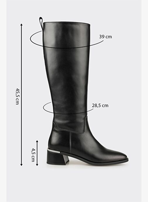 Siyah Deri Kadın Çizme - Görsel 6
