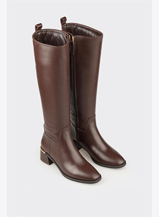 Kahve Deri Kadın Çizme - Görsel 3
