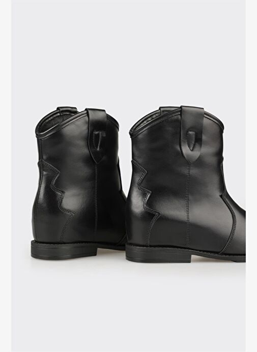 Siyah Deri Kadın Western Bot - Görsel 5