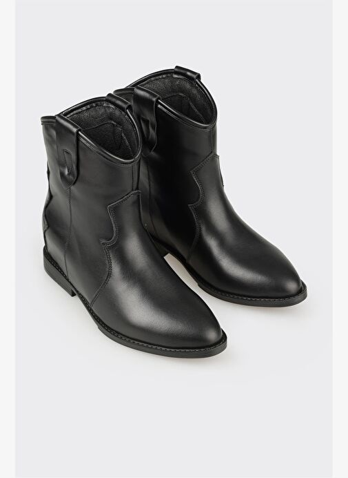 Siyah Deri Kadın Western Bot - Görsel 3