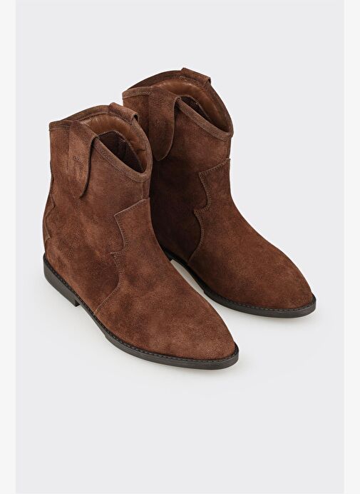 Kahve Deri Kadın Western Bot - Görsel 3