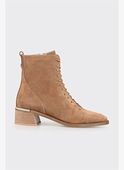 Taba Deri Kadın Topuklu Bot - Görsel 2