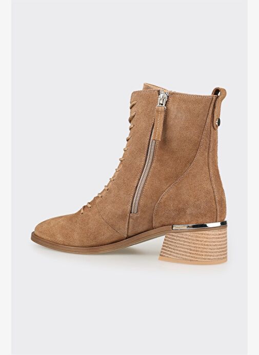 Taba Deri Kadın Topuklu Bot - Görsel 4