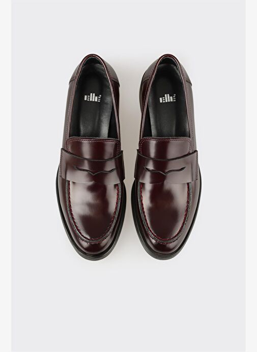 Bordo Deri Kadın Günlük Ayakkabı - Görsel 5