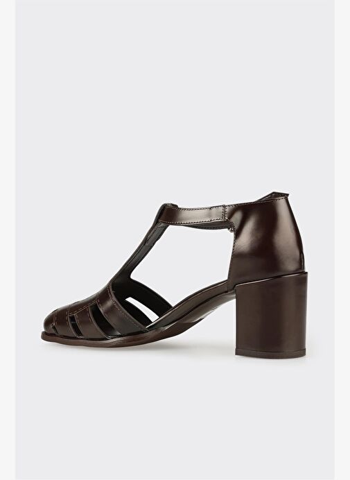 Kahve Deri Kadın Topuklu Ayakkabı - Görsel 4