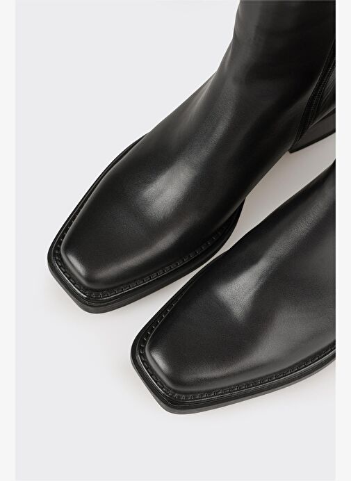 Siyah Deri Kadın Western Bot - Görsel 5