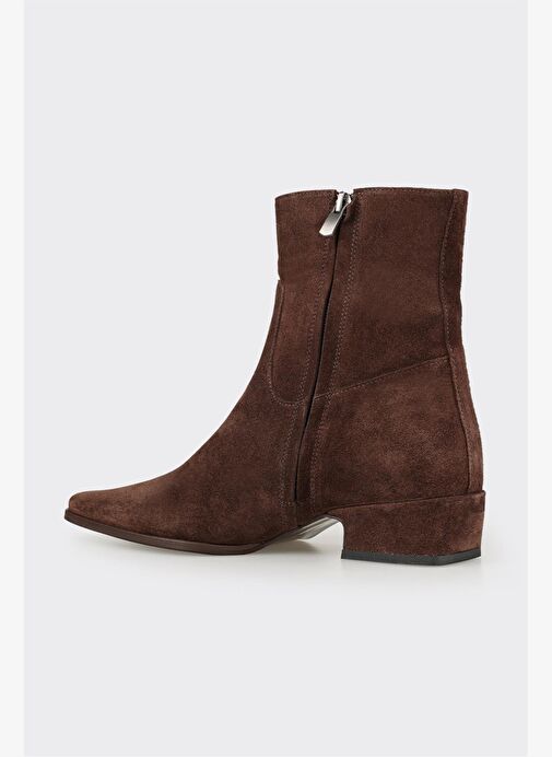 Kahve Deri Kadın Klasik Bot - Görsel 4