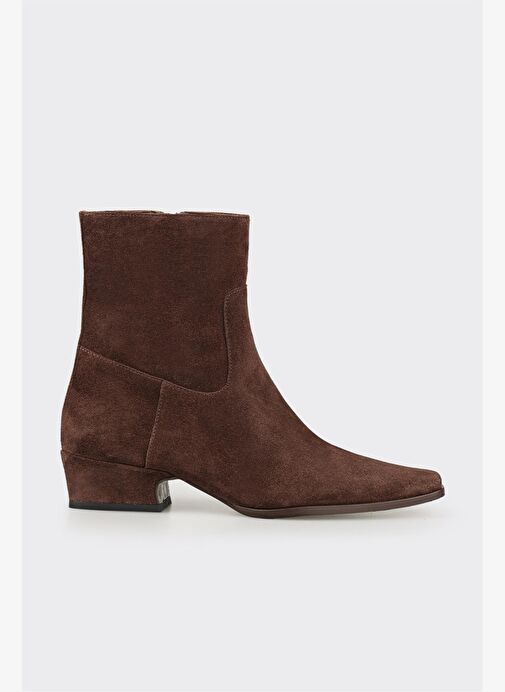 Kahve Deri Kadın Klasik Bot - Görsel 2