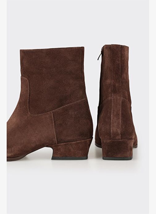 Kahve Deri Kadın Klasik Bot - Görsel 5