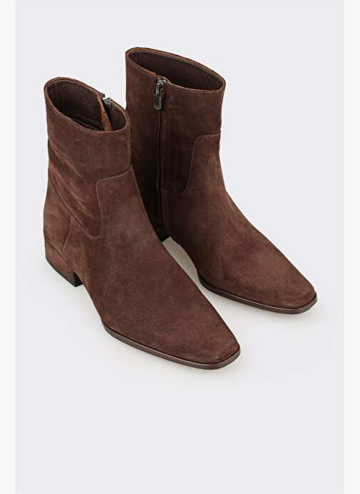 Kahve Deri Kadın Klasik Bot - Görsel 3