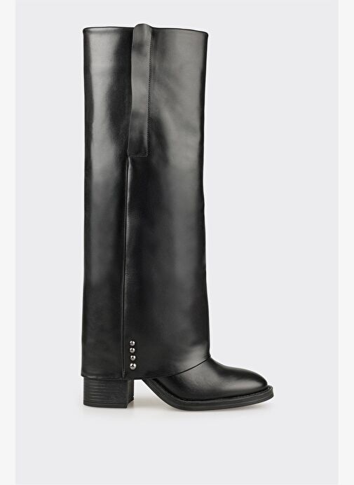 Siyah Deri Kadın Çizme - Görsel 2