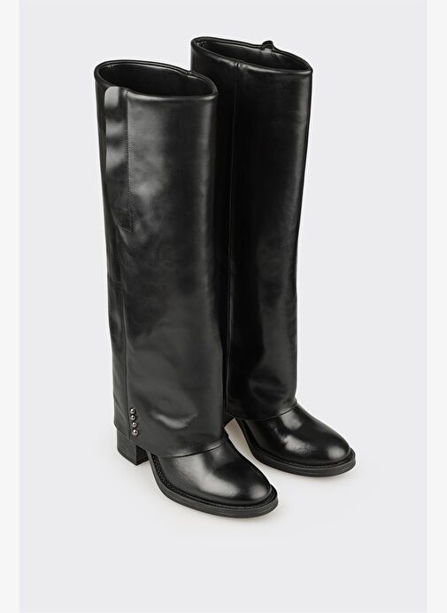 Siyah Deri Kadın Çizme - Görsel 3