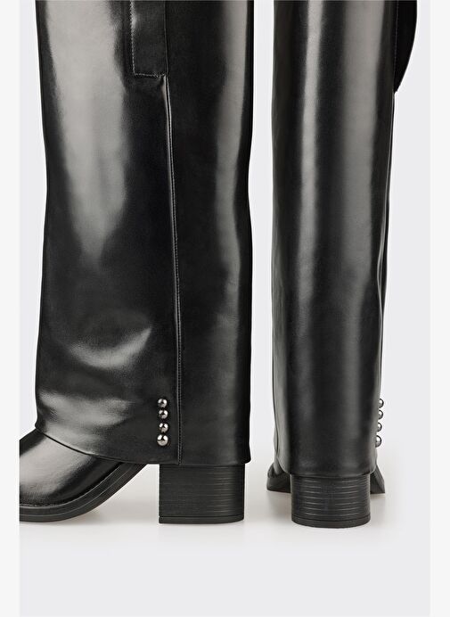 Siyah Deri Kadın Çizme - Görsel 6