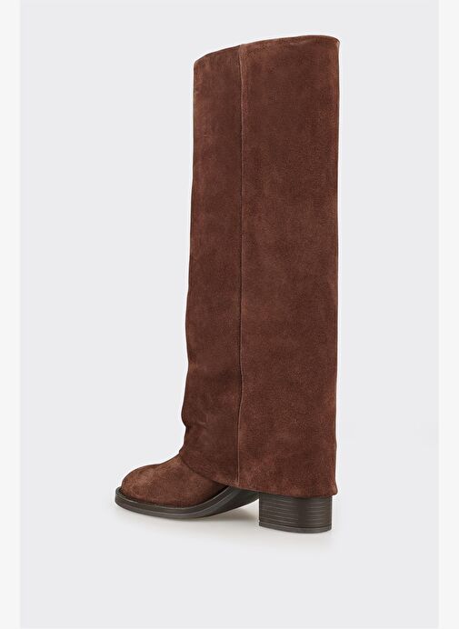 Kahve Deri Kadın Çizme - Görsel 4