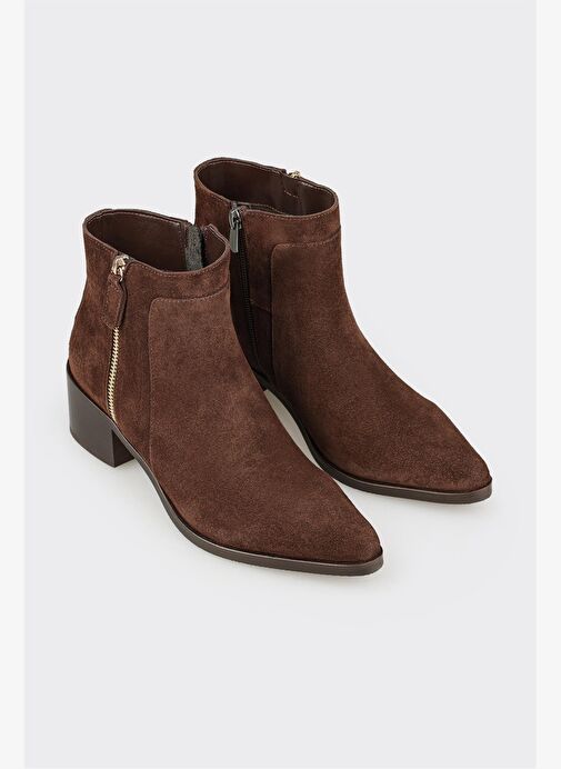 Kahve Deri Kadın Klasik Bot - Görsel 3