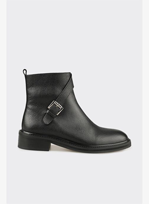 Siyah Deri Kadın Klasik Bot - Görsel 2