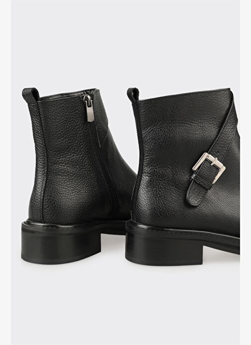 Siyah Deri Kadın Klasik Bot - Görsel 5