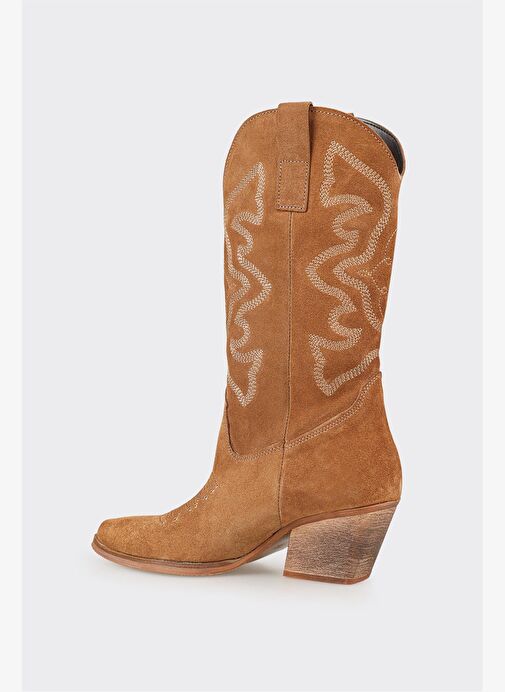 Taba Deri Kadın Western Çizme - Görsel 4