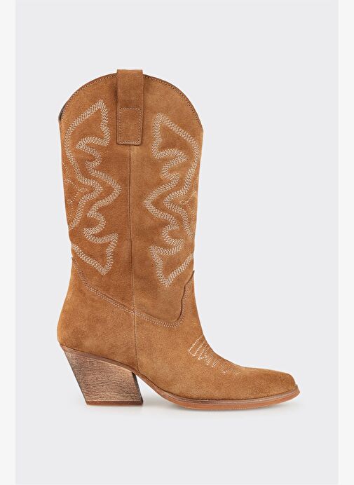 Taba Deri Kadın Western Çizme - Görsel 2