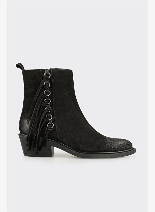 Siyah Deri Kadın Western Bot - Görsel 2